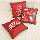 Axyaa Christmas Letter Print Fleece Pillow Cover with Curved Lace - Home Decor
