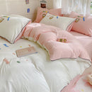 Axyaa Ice Cream Embroidered Bedding Set: Duvet Cover, Sheet, Pillowcases - Soft & Skin-friendly