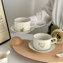 Axyaa Lily of The Valley Ceramic Coffee Cup Saucer Set Luxury Tea Mocha Milk Cup