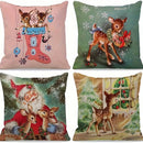 Axyaa Christmas Pillowcase: Santa Claus Fawn Pattern Decoration for Home Sofa
