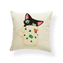 Axyaa Creative Fox Christmas Tree Cushion Cover - Retro Animal Sofa Decor Pillowcase