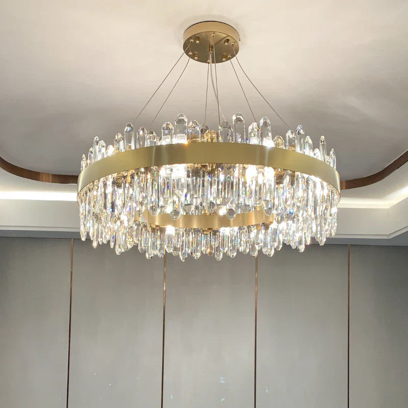 Axyaa Crystal Chandelier: Elegant Modern Lighting for Living Room, Bedroom, and Restaurant