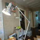 Axyaa Chrome Metal Long Arm Desk Light Adjustable Angle For Bedroom Table Reading.