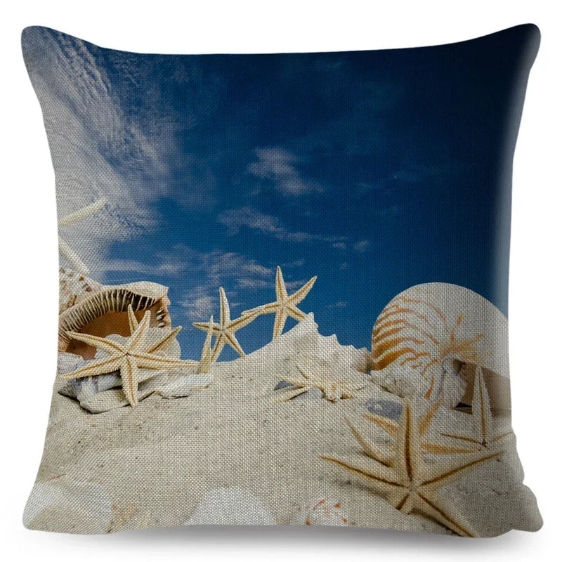 Axyaa Starfish Print Linen Pillowcase for Home & Car Decor
