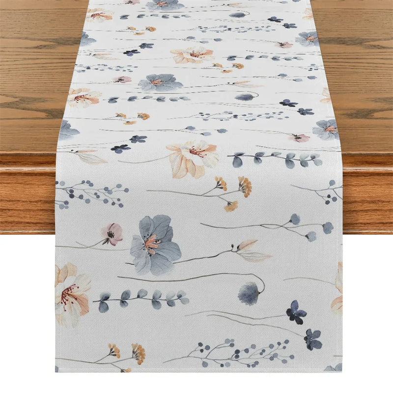 Axyaa Yellow Leaf Plant Table Runner | Chinese Style Floral Table Decor