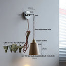 Axyaa Ash Wood LED Wall Light with Pull Chain Switch, Japanese Style Bedside Lamp