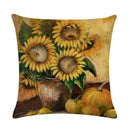 Sunflower Linen Throw Pillow Cover for Home Decor by Axyaa