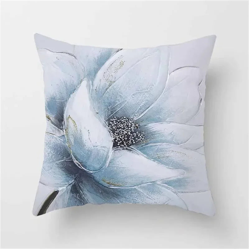 Luxurious Blue Bird Floral Pillowcase by Axyaa - 45x45cm Square Decor for Home & Office