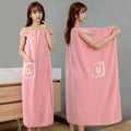 Axyaa Women's Cotton Bath Towel Wrap Skirt Absorbent Long Style Bathrobe