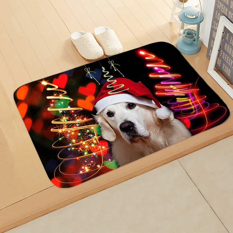 Axyaa Christmas Animal Print Door Mat - Non-Slip Home Decoration