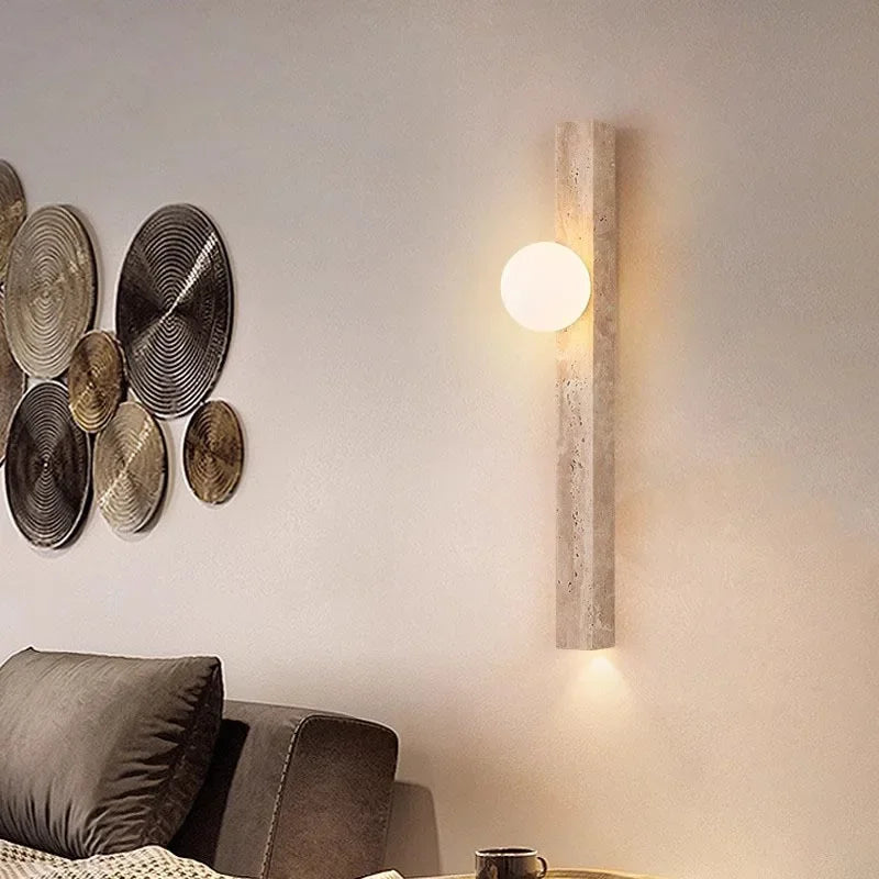 Axyaa Travertine Wall Sconce Light for Living Room Bedroom Atmosphere Lighting