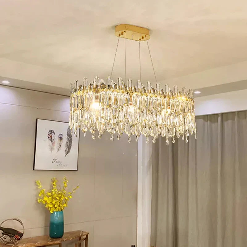 Axyaa Crystal Ceiling Chandelier: Postmodern Luxury for Home Living Room, Dining Room, Bedroom.