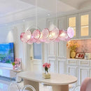 Axyaa Pink Crystal Chandelier: French Luxury Round Colorful Lighting for Villa & Living Room