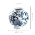 Axyaa Blue & White Porcelain Ceramic Vase - Chinese Retro Flower Pot & Arrangement Accessory