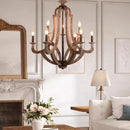 Axyaa 9-Light Wood Farmhouse Chandelier: Rustic Ceiling Hanging Lamp for Dining Room