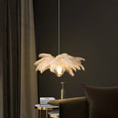 Axyaa Ostrich Feather LED Stair Chandelier Glass Hanging Lamps for Villa Hotel Lighting