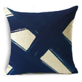Axyaa Blue Texture Print Linen Cushion Case for Living Room Sofa - 40cm/45cm/50cm
