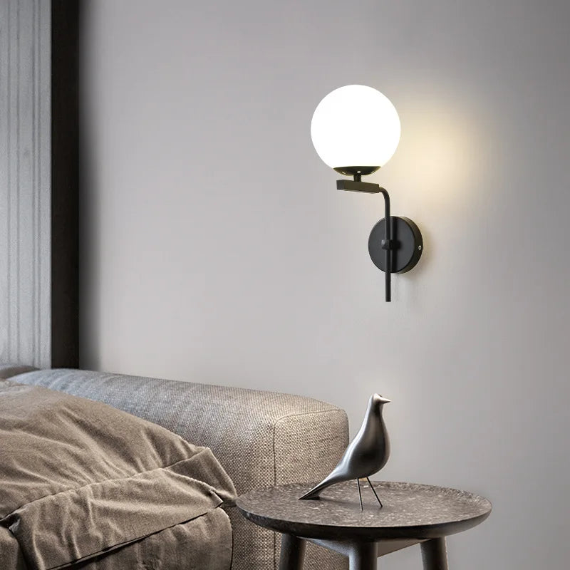 Axyaa Vintage Loft Glass Ball Wall Lamp Black Gold E27