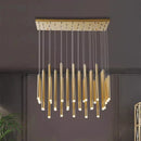Axyaa Crystal Stair Chandelier - Modern LED Ceiling Light for Living Room