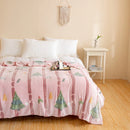 Soft Velvet Christmas Blanket with Santa Claus & Elk Print by Axyaa
