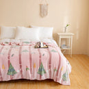 Axyaa Snowflake Velvet Christmas Blanket with Santa Claus & Tree Print