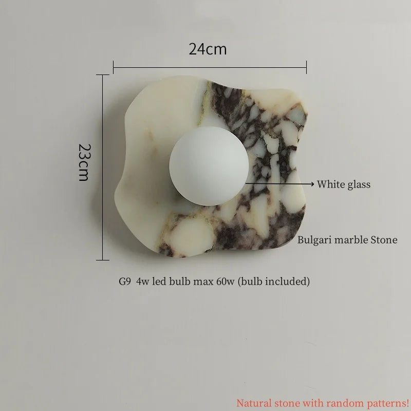 Axyaa Marble LED Wall Lamps - Nordic Minimalism for Bedroom, Bathroom, Living Room