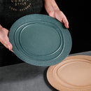 Axyaa Wood Grain Ceramic Steak Pasta Dessert Circular Plate Set