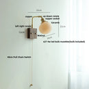 Axyaa Nordic Modern LED Wall Lamp Walnut Wood Ceramic Copper Pull Chain Switch