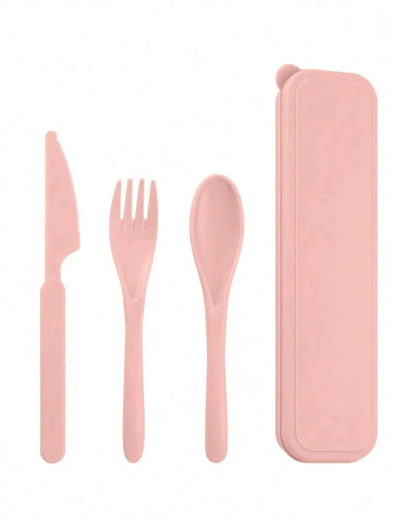 Axyaa Portable Cutlery Set: Plastic Knife, Fork & Spoon - Reusable for School, Outdoor, Camping