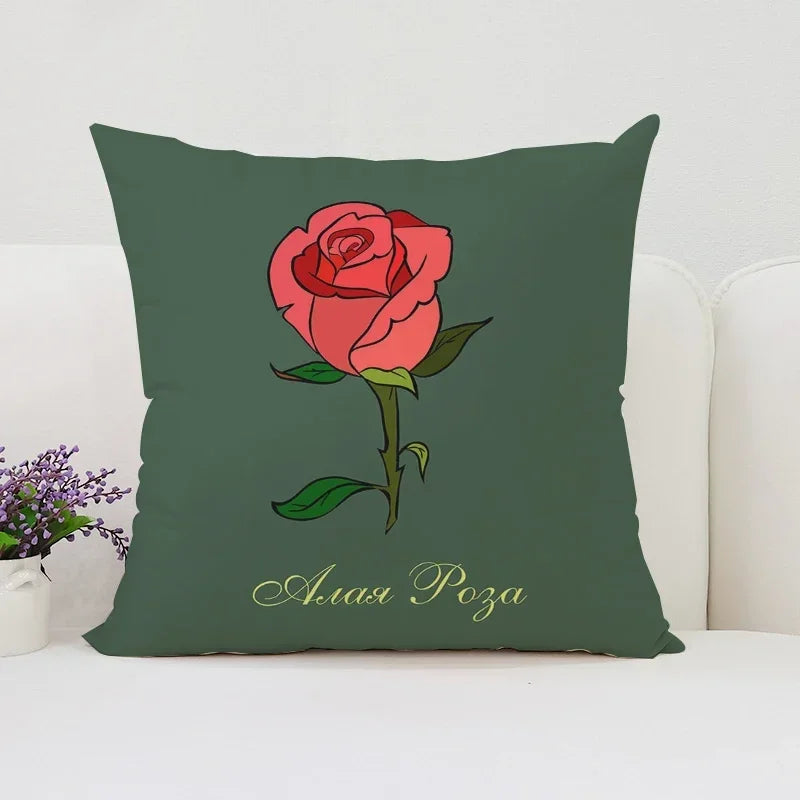 Axyaa Rose Print Pillow Cover - Romantic Home Decor & Gift