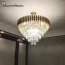 Axyaa LED Crystal Ceiling Chandelier for Luxury Living, Dining, Kitchen - Hanging Pendant Light
