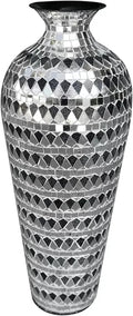 Axyaa Geometric Glass Mosaic Floor Vase - Elegant Accent Design for Home Decor