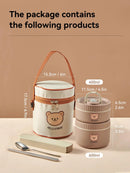 Axyaa Bear Stainless Steel Thermal Lunch Box - Leak Proof Bento Container