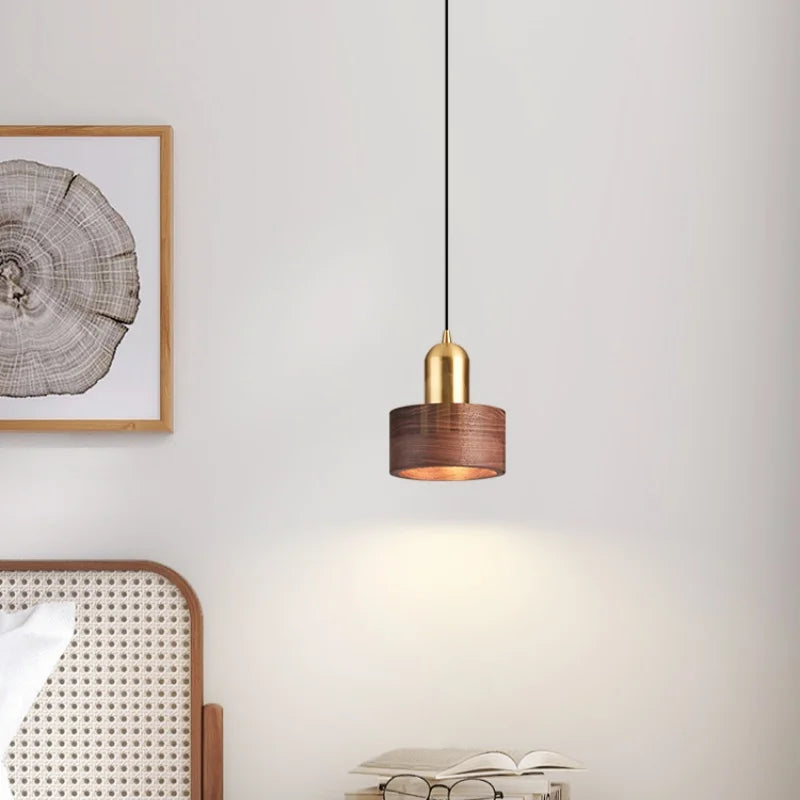 Axyaa Nordic LED Pendant Lamp Walnut Copper Hanging Light Fixtures