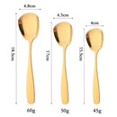 Axyaa Stainless Steel Flat Spoons Set for Soup Stirring - 3 Sizes Kitchen Flatware