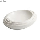 Axyaa White Wavy Texture Ceramic Soup Plate Set for Hotel Dining Experience