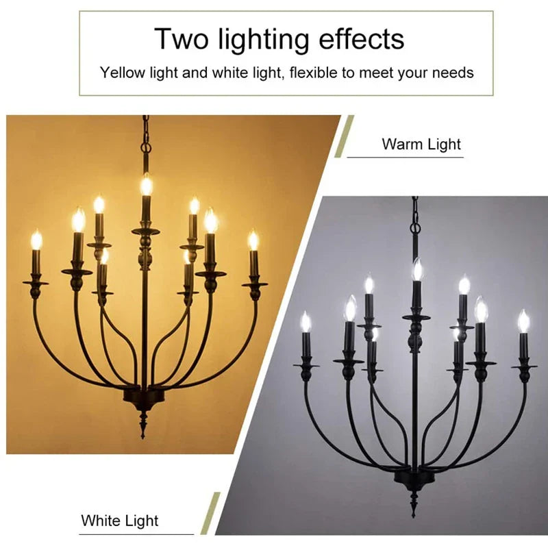 Axyaa Retro Industrial Chandelier with 9 E14 Candle Lights.