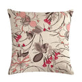 Axyaa Leaf Pattern Decorative Cushion Cover Pink Flower Linen Pillow Case