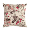 Axyaa Leaf Pattern Decorative Cushion Cover Pink Flower Linen Pillow Case
