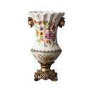 Axyaa Retro Ice Crack Ceramic Vase, European Double-Ear High-Footed Home Decor