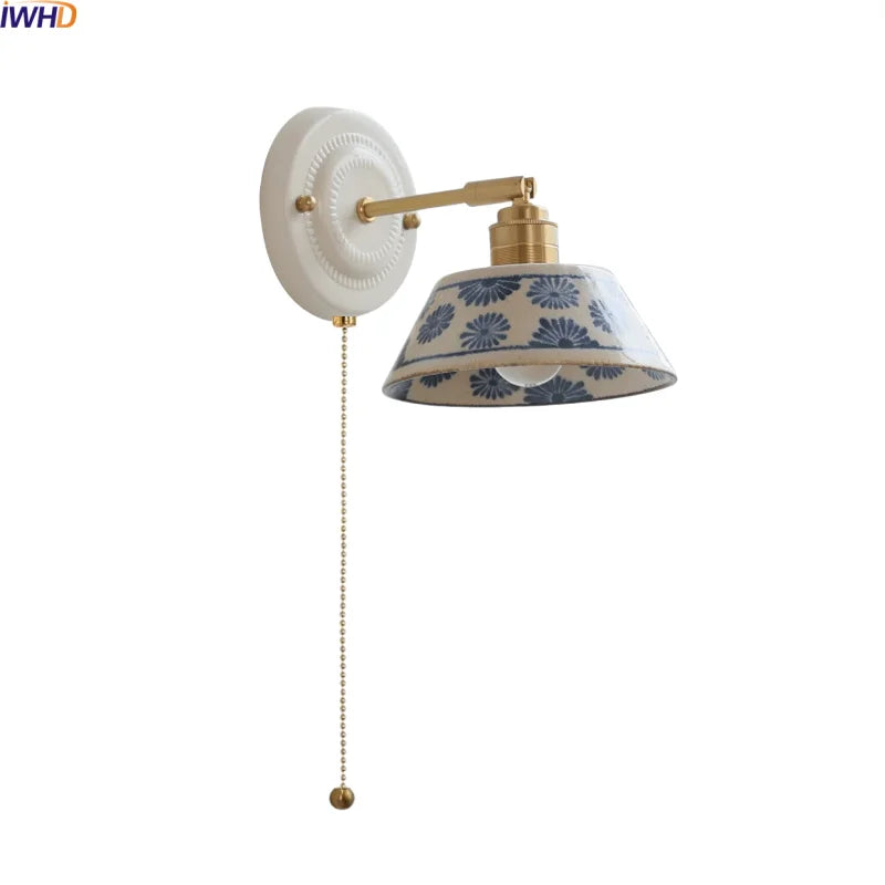 Axyaa Nordic LED Wall Lamp with Ceramic Shade & Brass Finish