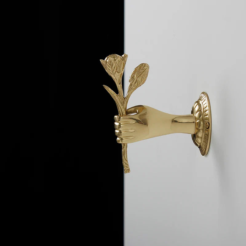 Axya Orichalcum Gold Curtain Hook Rose Hands Metal Hook Vintage Wall Hangings Key Hanger