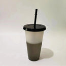 Axyaa Color Changing Plastic Tumbler Set for Iced Coffee, 710ml with Lid & Straw