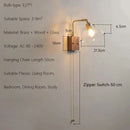 Axyaa Wooden Wall Sconce LED Bedside Lamp Glass Wall Lights Switch