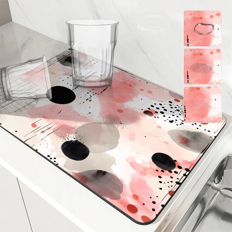 Axyaa Polka-dot Block Kitchen Drying Mat