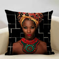 Axyaa African Retro Fashion Girl Sofa Cushion Cover 45x45cm Home Decor Pillow Cover