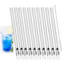 Axyaa Stainless Steel Straw Spoon Set for Milkshake Smoothie Bar - Pack of 10
