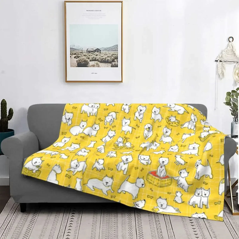 Axyaa Westie Dog Anatomy Flannel Blanket - Cozy Home Sofa Office Travel Throw