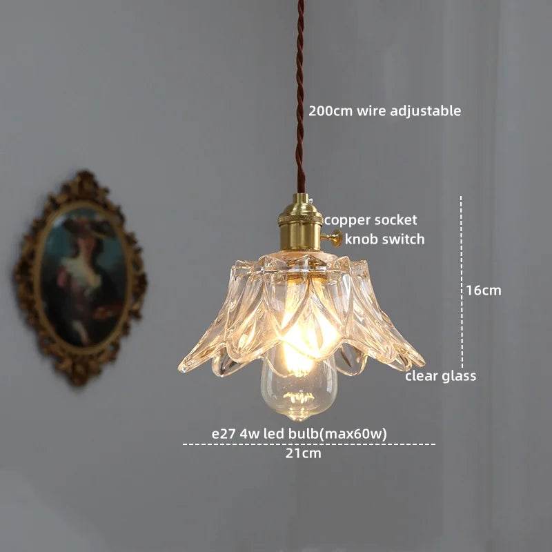 Axyaa Modern LED Glass Copper Pendant Light with Knob Switch