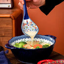 Axyaa Ceramic Soup Bowl with Handle Microwave Safe Embossed Design
